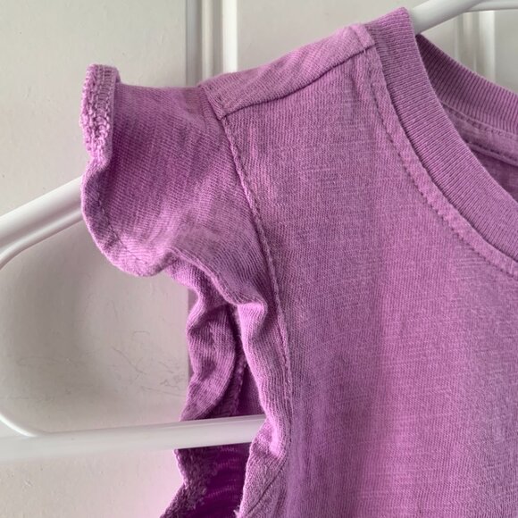 Primary Girls Purple Ruffle Sleeve Hi-Lo Basic Short Sleeve Shirt | Size 3 - Picture 2 of 4